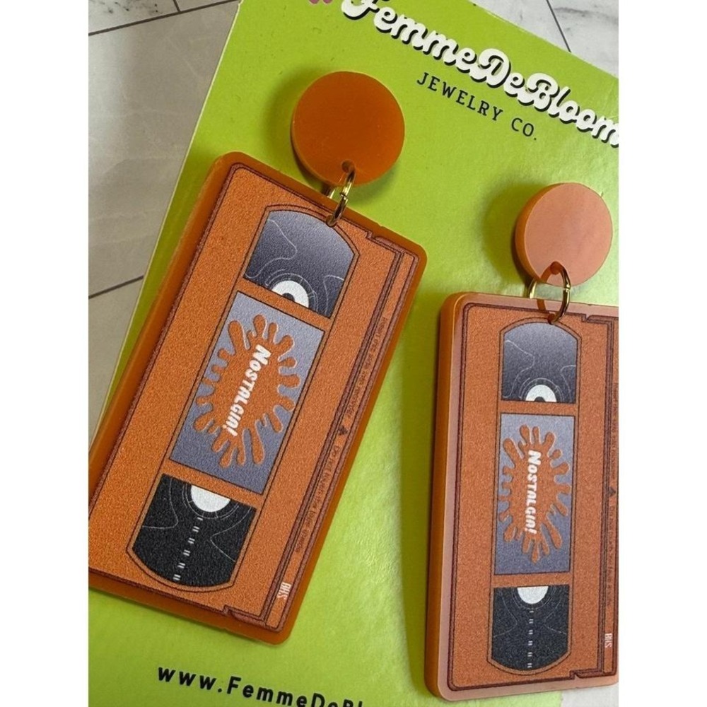 Femme de Bloom 90's Nickelodeon Inspired Nostalgia VHS Drop Earrings